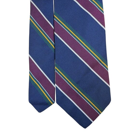 Vintage Brooks Brothers Navy & Burgundy Striped All Silk Tie 57” Made In USA - Picture 3 of 7